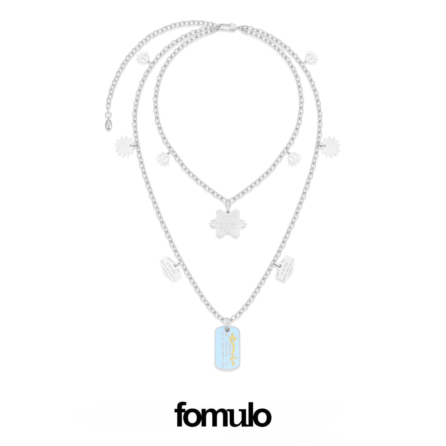 fomulo ‘Fugu worldwide’ wearable visa double-layer dogtag fugu necklace