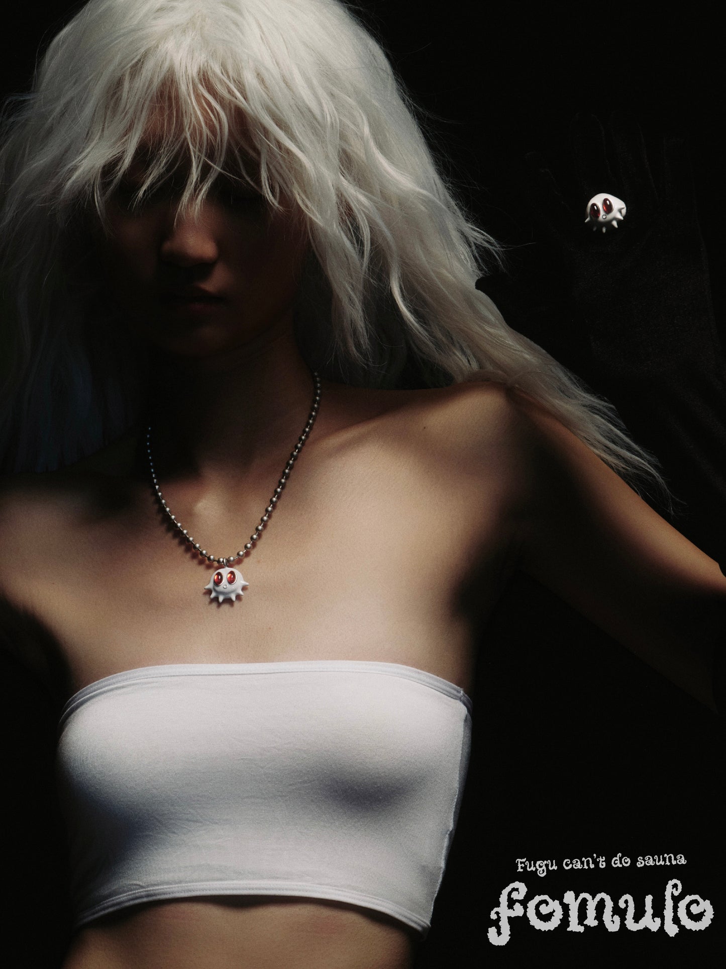 fomulo Ghost Baby Fugu Ring Necklace