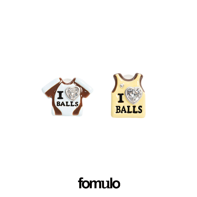 Fomulo Balls Jersey Cubic Zirconia Stud Earrings
