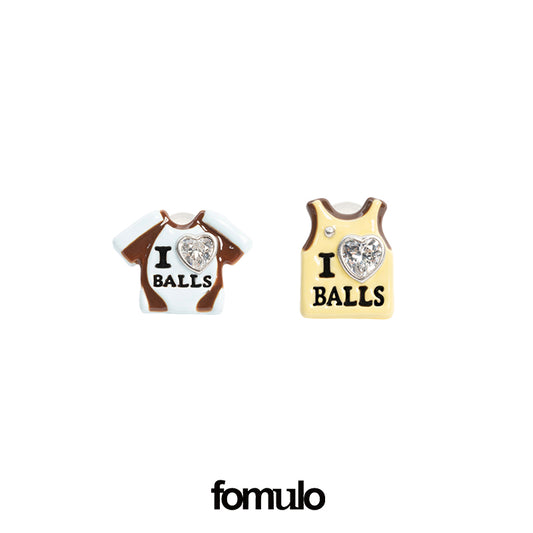Fomulo Balls Jersey Cubic Zirconia Stud Earrings