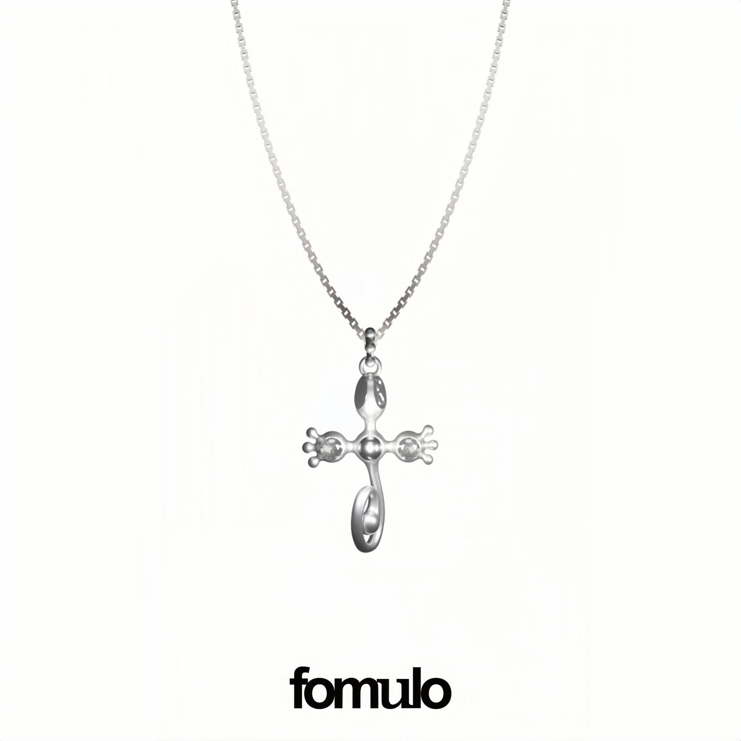 fomulo Curled-Tail Lizard Cross Necklace