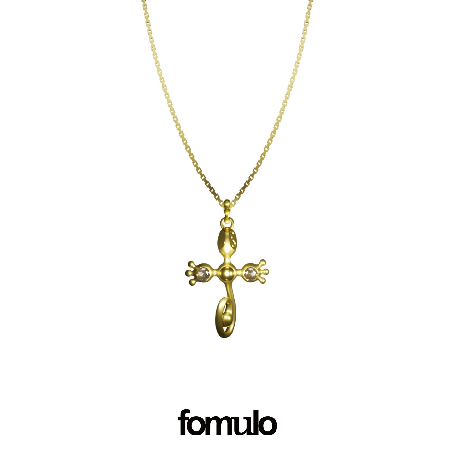 fomulo Curled-Tail Lizard Cross Necklace